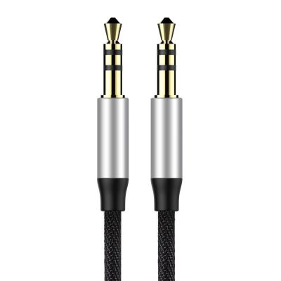 2. Baseus Yiven M30 Stereo-Audiokabel AUX 3,5 mm Mini-Klinkenstecker 1,5 m silber-schwarz (CAM30-CS1)