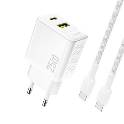 Dudao A26TCEU PD QC 25W GaN USB-A/USB-C-Wandladegerät mit USB-C-Kabel – Weiß
