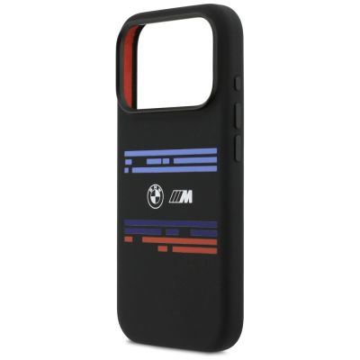 6. BMW M Silikonhülle mit horizontaler Linie und MagSafe-Funktion für iPhone 17 Pro – Schwarz