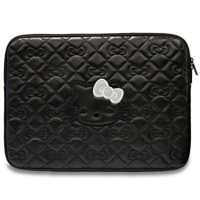 Hello Kitty Zip PU Quilted Bows-Tasche für einen 14-Zoll-Laptop – Schwarz