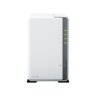 Synology DS223j NAS; Tower; 2x (3,5" SATA-Festplatten); Realtek RTD1619B; 1 GB DDR4, 1x 1GbE RJ-45