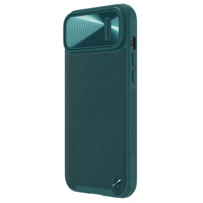 6. Nillkin CamShield Leather S Case iPhone 14 Plus Hülle mit Kameraabdeckung grün