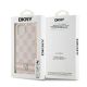 8. DKNY Lederhülle mit kariertem Monomuster und bedruckten Streifen für iPhone 15 / 14 / 13 – Rosa