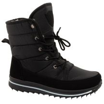 Progress Damen-Winterstiefel, schwarze gefütterte Schneestiefel mit Schaffellfutter