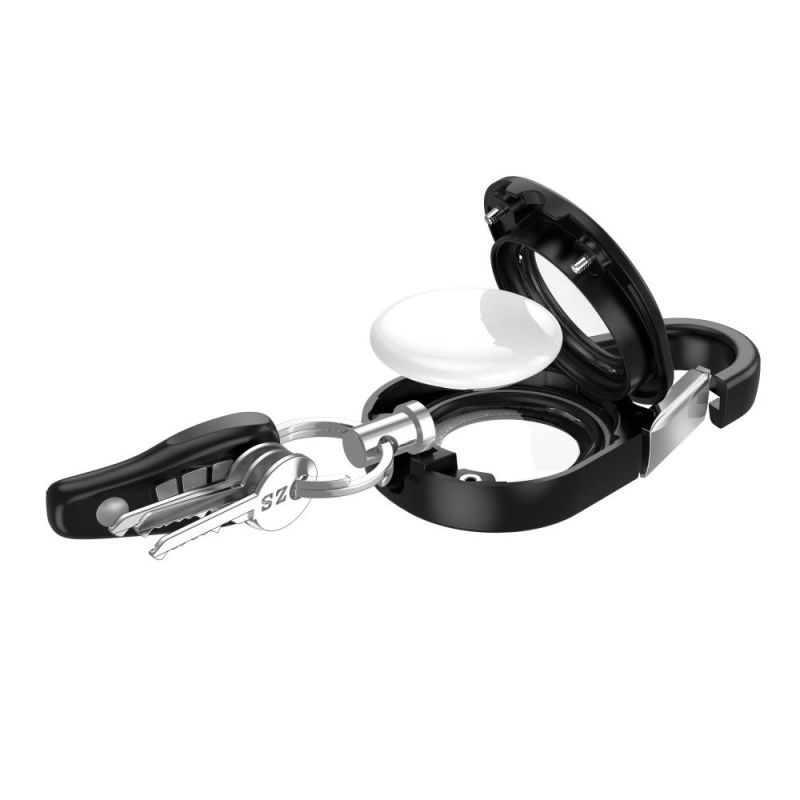 5. Tech-Protect Slidelock Karabiner Schlüsselanhänger Hülle für Apple AirTag 1/2 - Schwarz