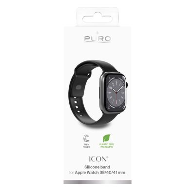 2. Puro Icon Silikonarmband für Apple Watch 38 / 40 / 41 mm - Schwarz (2 Stück)