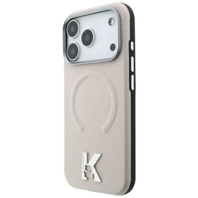 2. Karl Lagerfeld MagSafe Hülle mit geprägtem Ringmuster und Kameo-Logo für iPhone 18 Pro Max / 17 Pro Max – Beige