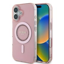Guess IML Rhinestones MagSafe-Hülle für iPhone 16 – Rosa