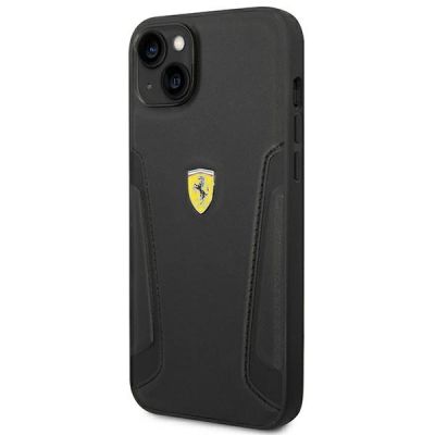 2. Ferrari FEHCP14MRBUK iPhone 14 Plus 6,7" schwarz/schwarz Hartschalenetui Seiten mit Lederprägung
