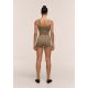 4. CASALL Glänzende, nahtlose Rippstrick-Hotpants, Damen-Trainingsleggings, Grün