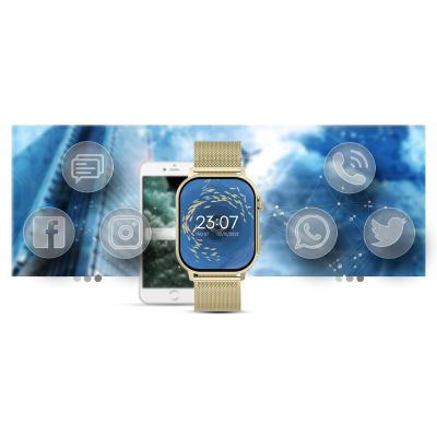 13. Smartwatch Gravity GT15-7 mit pinkfarbenem Silikonarmband und goldenem Armband
