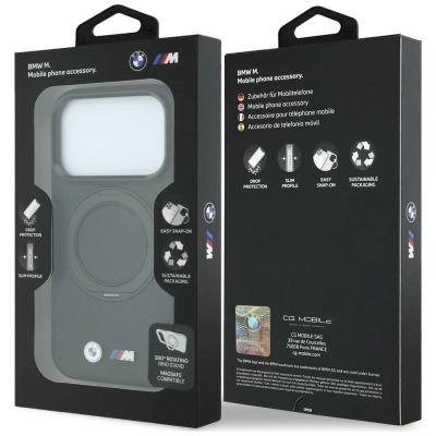 8. BMW Kevlar Ring Stand 360 MagSafe Hülle für iPhone 18 Pro / 17 Pro - Schwarz