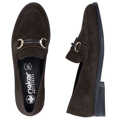 5. Braune Damen-Loafer aus Wildleder, Modell Rieker 46262-25
