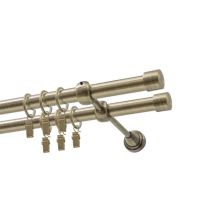Doppelte Gardinenstange Ø 19 mm, Antikmessing, 400 cm, LUNA, mit Ringen, KOWALSKI