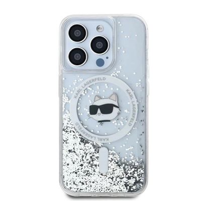 2. Karl Lagerfeld Liquid Glitter Choupette Head MagSafe-Hülle für iPhone 13 Pro Max – transparent