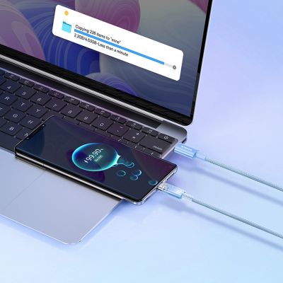 12. Baseus Explorer 100W USB-C - USB-C-Kabel mit intelligentem Temperatursensor 1m - Blau