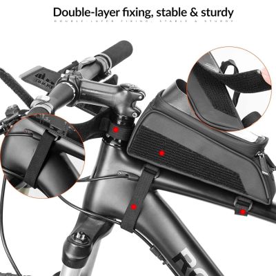 5. Rockbros 029-1BK Fahrradtasche für Rahmen mit Telefonabdeckung – Schwarz