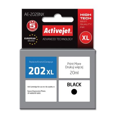 Activejet AE-202BNX Tinte (ersetzt Epson 202XL G14010; Supreme; 20 ml; Schwarz)