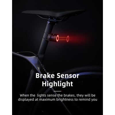 13. Rockbros Q3 Fahrrad-Rücklicht mit Smart Stop System - Schwarz