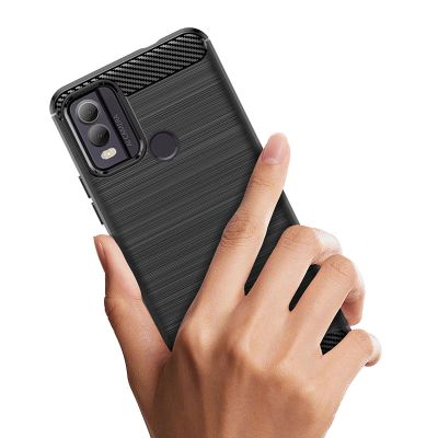 5. Carbon Case Silikonhülle für Nokia C22 - schwarz