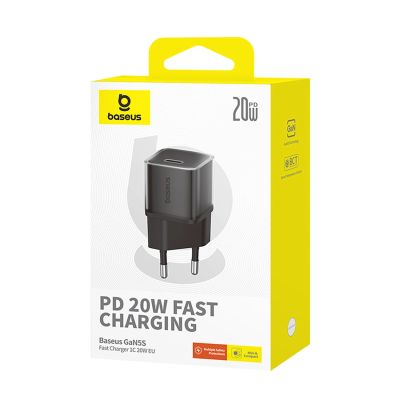 6. Baseus GaN5S 20W 1xUSB-C Wandladegerät - Schwarz
