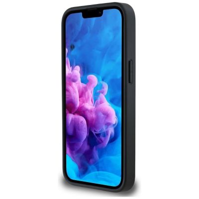 5. Karl Lagerfeld iPhone 16e Hülle mit Monogramm-Karl-Kopf-Anstecker - Schwarz