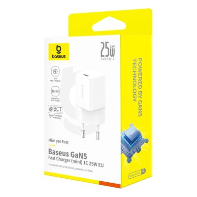 5. Baseus GaN5 25W USB-C Wandladegerät – Weiß