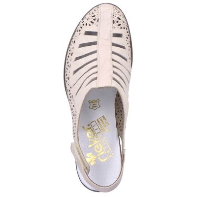 10. Rieker W RKR49B beige Leder High Heel Sandalen