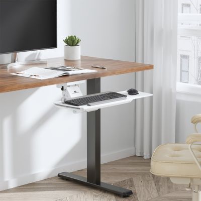 8. Maclean Tastaturhalterung für unter den Schreibtisch, verstellbar, max. 5 kg, Weiß, MC-156 W