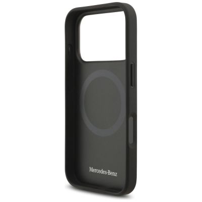 7. Mercedes Leather Large Laurel Leave MagSafe Case für iPhone 17 Pro - Schwarz und Grau