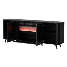 VOLARE Kommode 200x39x75 schwarz/san sebastian + Kamin
