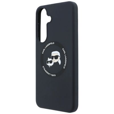 6. Karl Lagerfeld Silikonhülle mit Karl&Choupette-Motiv und MagSafe-Design für Samsung Galaxy S26 FE – Schwarz