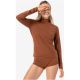 2. Damen-Thermoshirt mit langen Ärmeln und Mock-Kragen SUPER.NATURAL W Tundra 175 Turtleneck Flear, braun