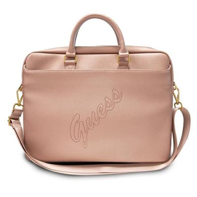 Guess Saffiano Script 16" Laptoptasche - Rosa