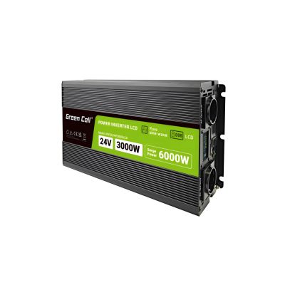 8. Green Cell LCD-Wechselrichter 24V/230V 3000W/6000W Reiner Sinus INVGC24P3000LCD