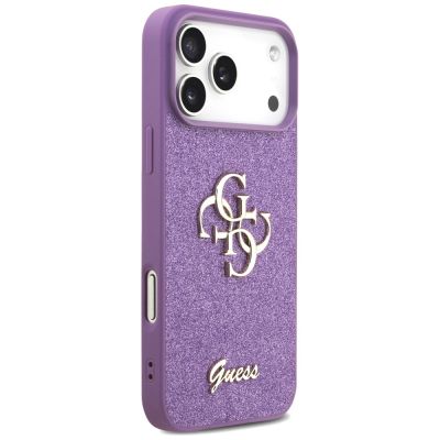 4. Guess Fixed Glitter Big 4G Hülle für iPhone 17 Pro Max - Lila