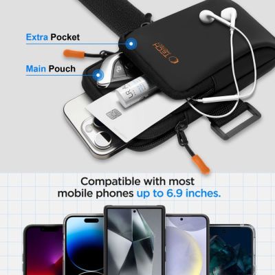 10. Tech-Protect M7 Universal Sportarmbandhülle - Schwarz und Orange