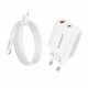 Wozinsky WLS-20W 20W USB-A/USB-C-Wandladegerät mit 1 m USB-C-Kabel – Weiß