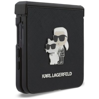7. Karl Lagerfeld Karl&Choupette Saffiano Pins Hülle für Samsung Galaxy Z Flip 8 - Schwarz
