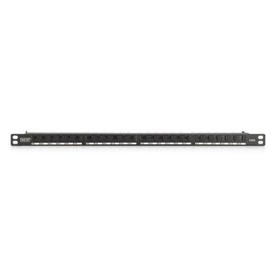 14. Digitus High-Density-Patchpanel 19" 24 x RJ45, LSA horizontal, Kat. 6, ungeschirmt, 0,5 HE, schwarz, Kabelführung