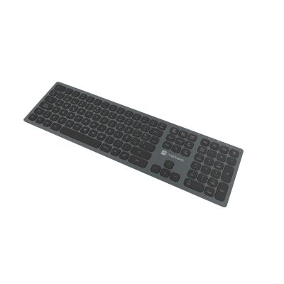 2. NATEC NKL-1830 Universelle RF-Funk- + Bluetooth-QWERTZ-Tastatur Spanisch Schwarz, Grau