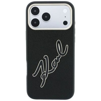 3. Karl Lagerfeld Schutzhülle mit großem, glattem Harz-Logo für iPhone 18 Pro Max / 17 Pro Max – Schwarz