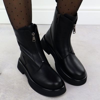 6. Schwarze Damen-Ankle-Boots aus Leder, Goe SS2N4145