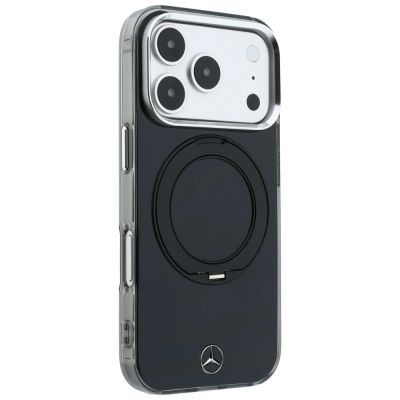 4. Mercedes Ring Stand Iconic Logo MagSafe Hülle für iPhone 18 Pro / 17 Pro - Schwarz