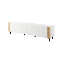 FARO TV-Schrank 200x42x52 weiß matt + Eiche
