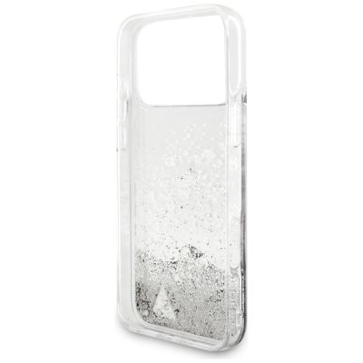 7. Guess Liq Hülle Glitter Charms für iPhone 17 Pro - Silber