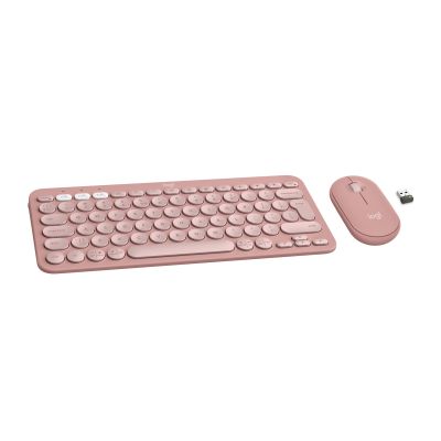 4. Logitech Pebble 2 Combo Tastatur und Maus (universell, kabellos per Funk + Bluetooth, QWERTZ-Tastatur, amerikanische und internationale Tastatur, Pink)