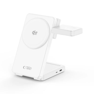 5. Tech-Protect A56 3-in-1 MagSafe 25W Qi2.2 Kabelloses Ladegerät + USB-C / USB-C Kabel 100cm - Weiß