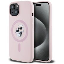Karl Lagerfeld Silikon Karl&Choupette MagSafe Case für iPhone 15 Plus - Pink