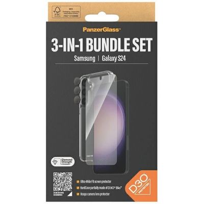 4. PanzerGlass Bundle 3in1 transparente Hülle + Folie + Kameraschutz für Samsung Galaxy S24